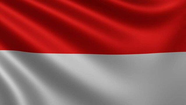 Indonesian flag in the wind closeup, the national flag of Indonesia flutters in 3d, in 4k resolution. High quality 4k footage