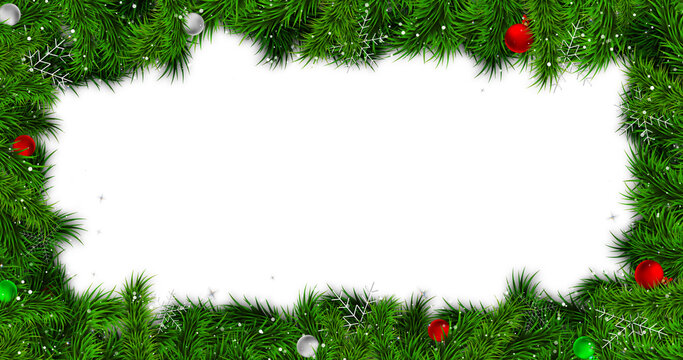 christmas background with fir branches and balls