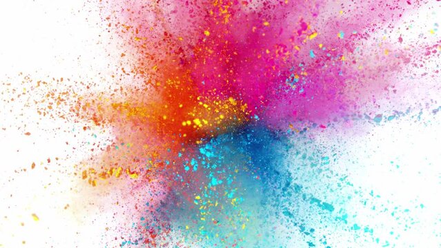 Super Slow Motion Shot of Color Powder Explosion Isolated on White Background at 1000fps.