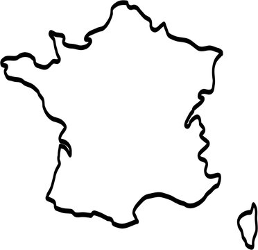 doodle freehand drawing of france map.