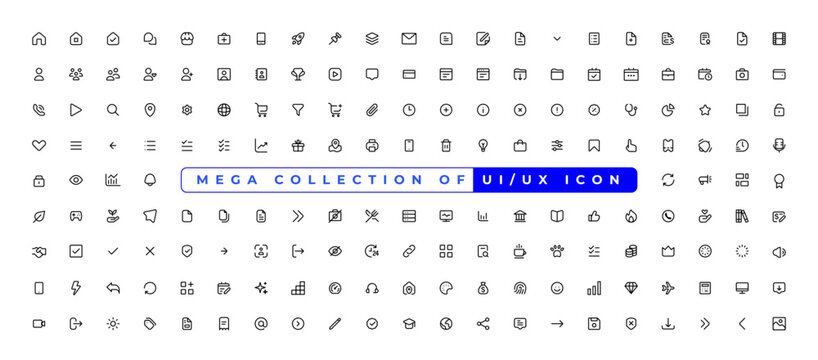 Mega set of ui ux icon set, user interface iconset collection.