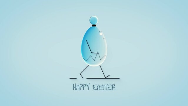 Easter egg walk cycle loop animation. Happy easter video. 