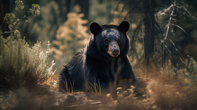 Black Bear in Their Natural Habitat. Generative AI