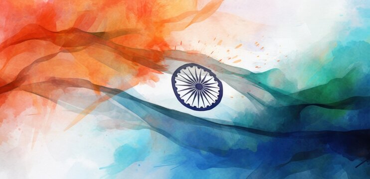 Indian flag background. Illustration AI Generative.