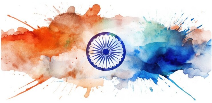 Indian flag background. Illustration AI Generative.