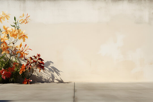 flowers in pot in front of colorful graffiti on the wall