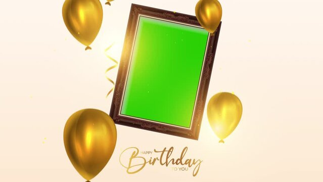 Happy birthday gold and frame for pic background