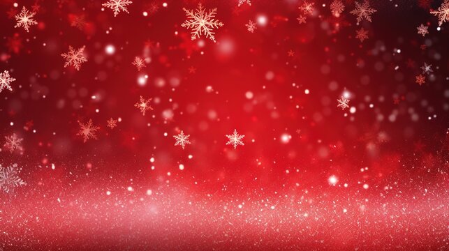 red christmas background with snowflakes