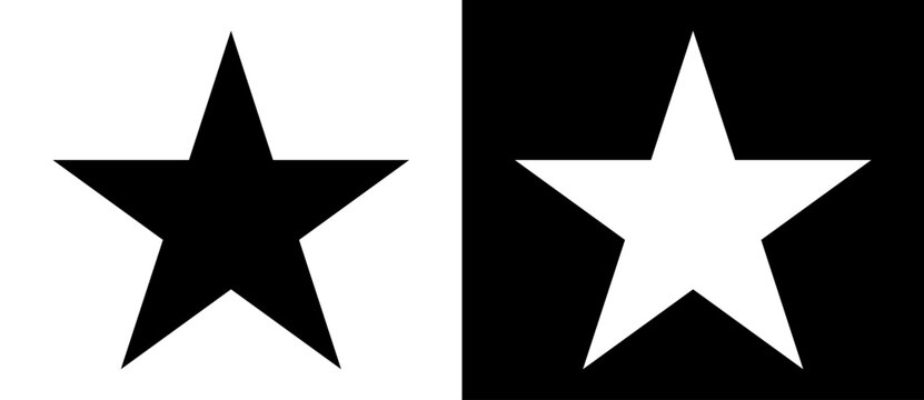 Art design star as logo or icon. A black figure on a white background and an equally white figure on the black side.