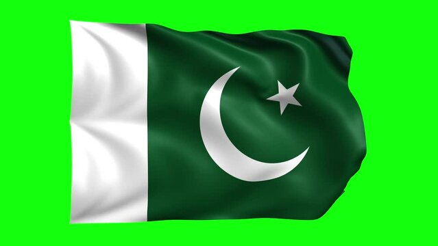 Pakistan animated flag on green screen