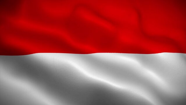 Indonesia flag waving animation, perfect loop, official colors, 4K video