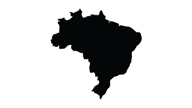 Animation forms a map icon for the country of Brazil