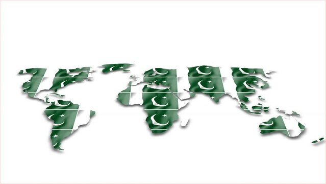 Pakistan flag wave 3d earth map animation white background