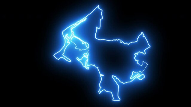 map of Cartagena de Indias in colombia with glowing neon effect