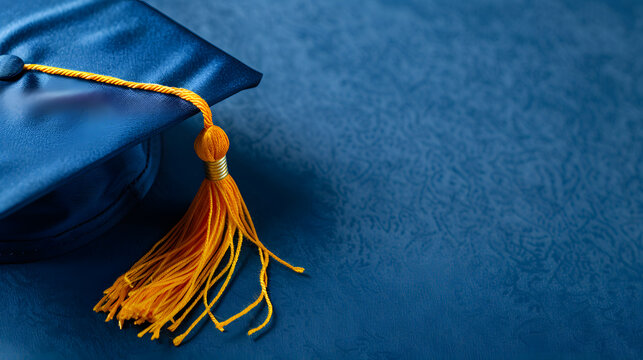 A minimalist image of a graduation cap and tassel. The shape of the cap should be simple and elegant. The tassel a vibrant color. The background simple and uncluttered.