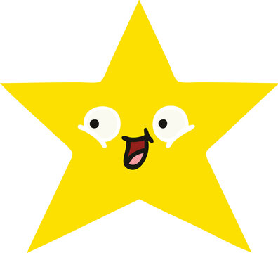 flat color retro cartoon gold star