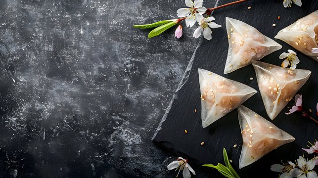 Close up,Copy space,Famous chinese food in dragon boat duan wu festival,Steamed rice dumplings