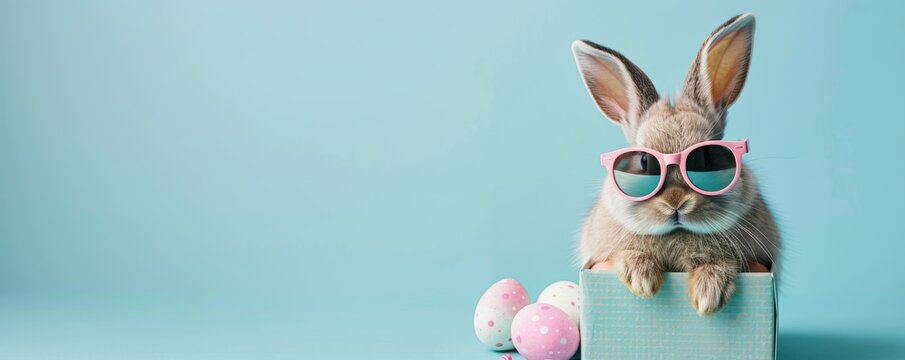 easter bunny with easter eggs