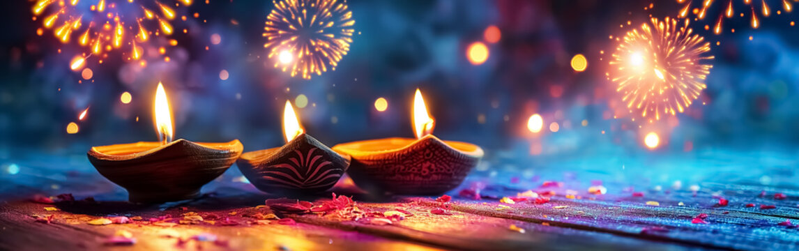 Happy Diwali festival banner design, the festival of lights poster