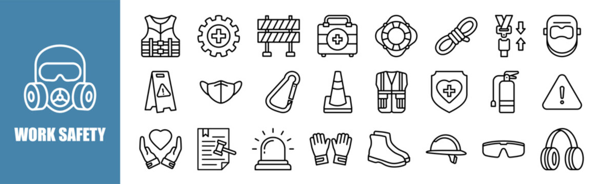 Work Safety icon set for design elements	