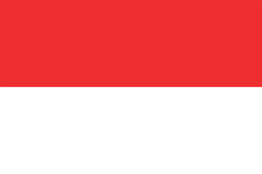 Flag of Indonesia. The Indonesian flag is red and white. State symbol of the Republic of Indonesia. Isolated vector illustration.