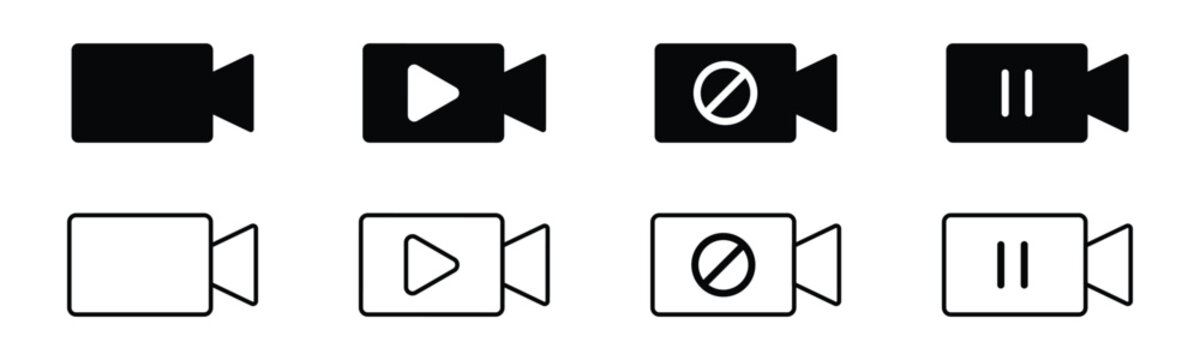 video camera icon for app and website. vector button on transparent background.