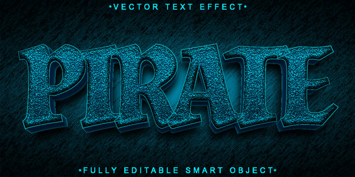 Blue Pirate Vector Fully Editable Smart Object Text Effect