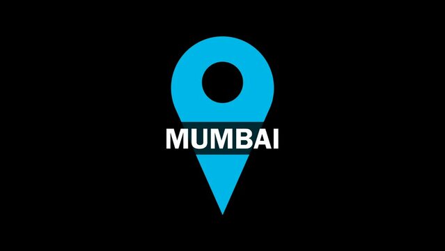 Mumbai location logo animation in black background