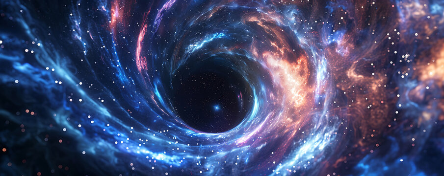 Abstract space Black hole over star field in outer space wallpaper background. generative ai