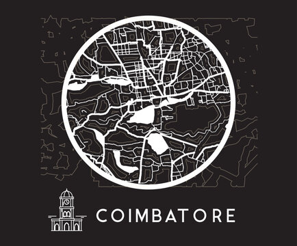 Abstract Coimbatore City Map - Illustration