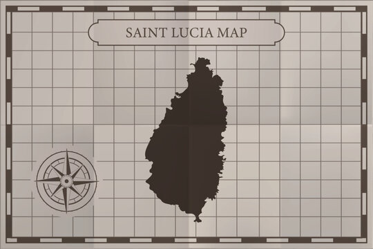 Saint Lucia old classic country map. Vintage antique map paper style.