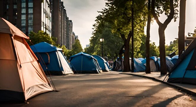 Tent in a homeless camp.