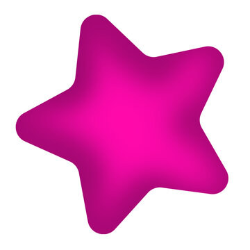 glowing pink star icon with shadows and transparent background, stars shape graphic element