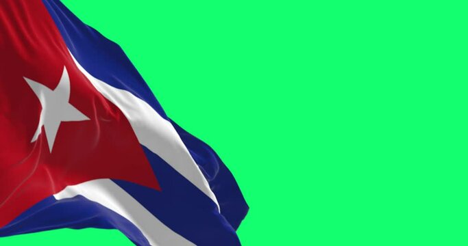 Cuba national flag waving in the wind isolated on green background