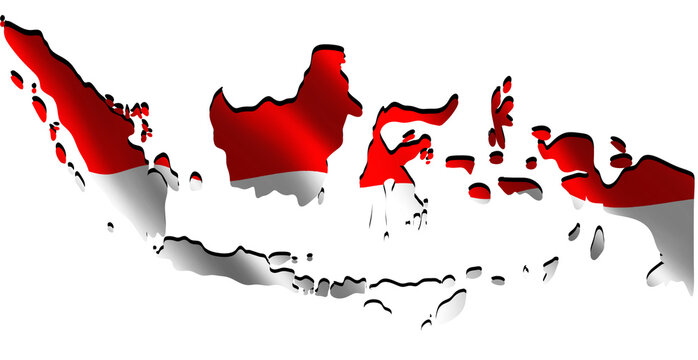 Indonesia country map flag 3d render 