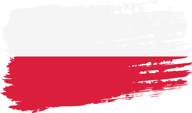 Poland flag, wide brush stroke on transparent background vector