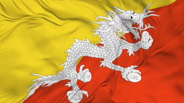 Bhutan Flag waving animation seamless loop. 4k