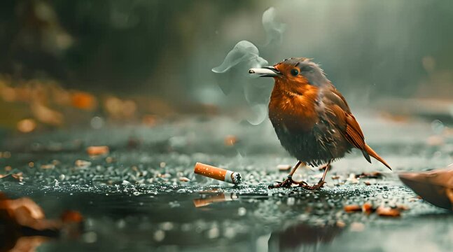 the bird is smoking