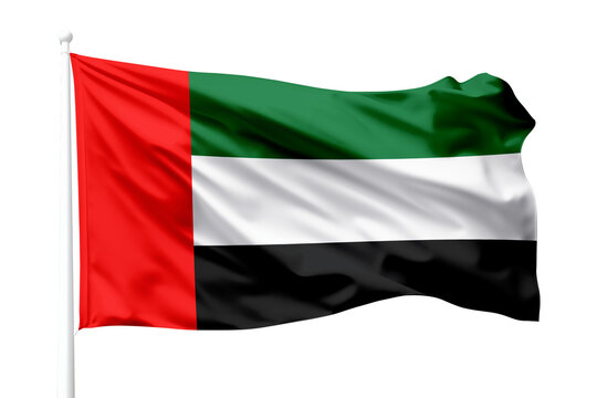 uae flag, UAE flag waving in the sky, national symbol of UAE, Flag of United Arab Emirates, United Arab Emirates (UAE) National Day holiday, UAE flag isolated white
