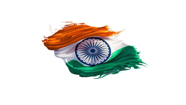 Waving flag of India Illustration of flag on transparent background. Generative Ai