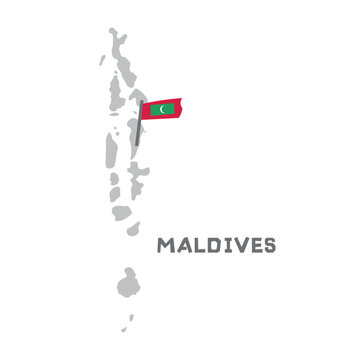 Maldives vector map illustration, country map silhouette with the flag inside. near the Indian Ocean. All countries can be found in my portfolio