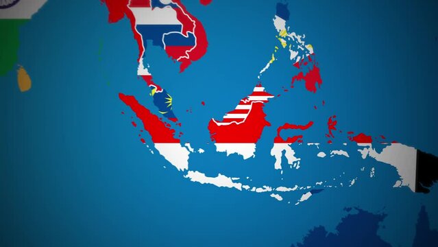 Indonesia map flag country nation outline world motion graphics animation