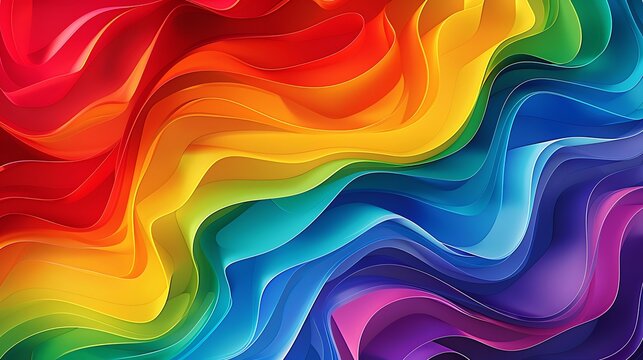 Colorful LGPTQ pride wave abstract background wallpaper with dynamic rainbow waves symbolizing unity and diversity