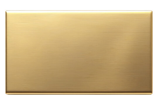 Golden rectangular plaque isolated on white background