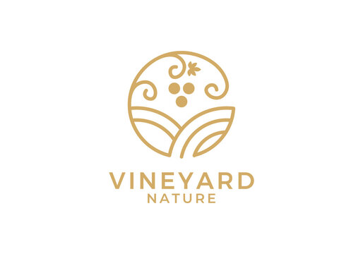 simple modern vineyard nature logo design