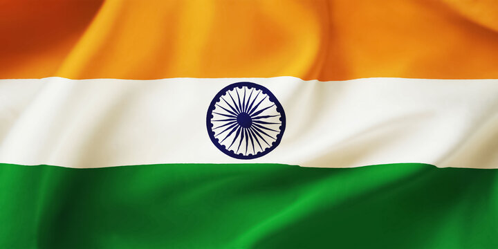 India waving flag background.3D illustration of Indian flag