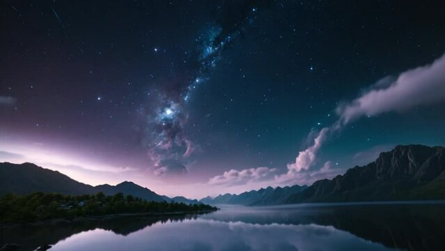 beautiful sky panorama at night footage