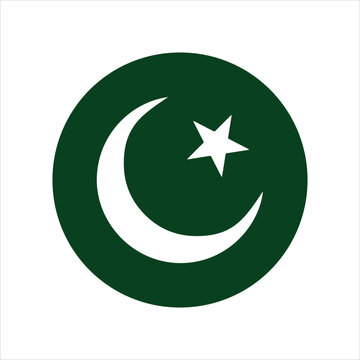 Round circle green and white pakistan flag icon vector illustration design isolated on white background.