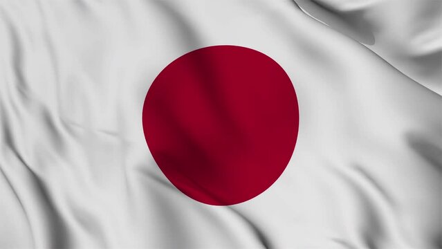 Japan flag waving seamless loop animation. 4K