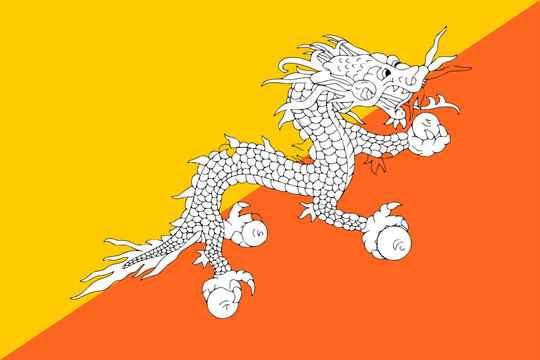 Flag of Bhutan. Vector and illustration. Accurate dimensions, element proportions and colors.